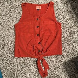 Universal Thread rust orange tie front top